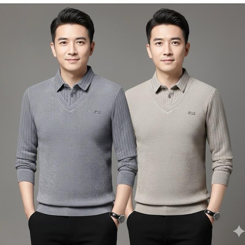   TẶNG THIỆP  Áo Polo Len Tuyết Lót Nỉ Cao Cấp Tặng Bố Mềm Mịn Ấm Áp Lịch Lãm Phong Độ Nam Mùa Đông Xuân Thời Trang Phong Cách Hàn Quốc Hai Lớp Món Quà Dành Tặng Người Đàn Ông 