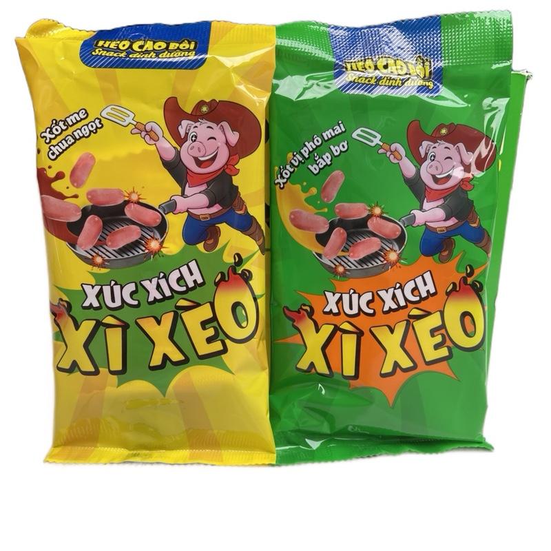 1 hộp 10 gói Xúc xích xì xèo xốt me chua ngọt - xốt vị phô mai bắp bơ hộp 10 gói x 38gr thành phần gồm 1 xúc xích 1 gói xốt 1 gói kẹo. Sản phẩm ra mắt thị trường