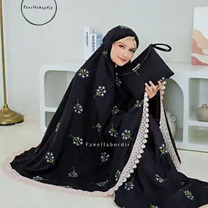 Fanellabordir Mukena Dewasa Tabur Bunga Bordir 2in1 Katun Premium Lembut Nyaman dengan Desain Elegan dan Nyaman untuk Penggunaan Sehari-hari