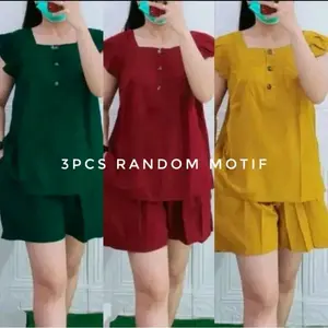 PROMO Paket Hemat 100rb dapat 4pcs Setelan Piyama One set motif / Baju tidur Piyama Wanita dewasa Setelan hotpants Trendy
