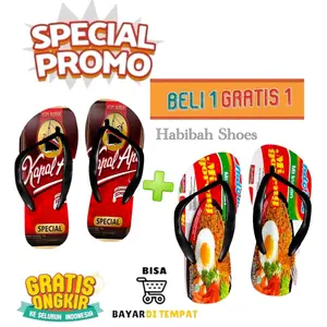 BELI 1 GRATIS 1 SANDAL JEPIT PRIA TERBARU MOTIF KOPI KAPAL API GILUS MIX TORA BIKA WHITE KOFFE SPESIAL PROMO Sendal Wanita