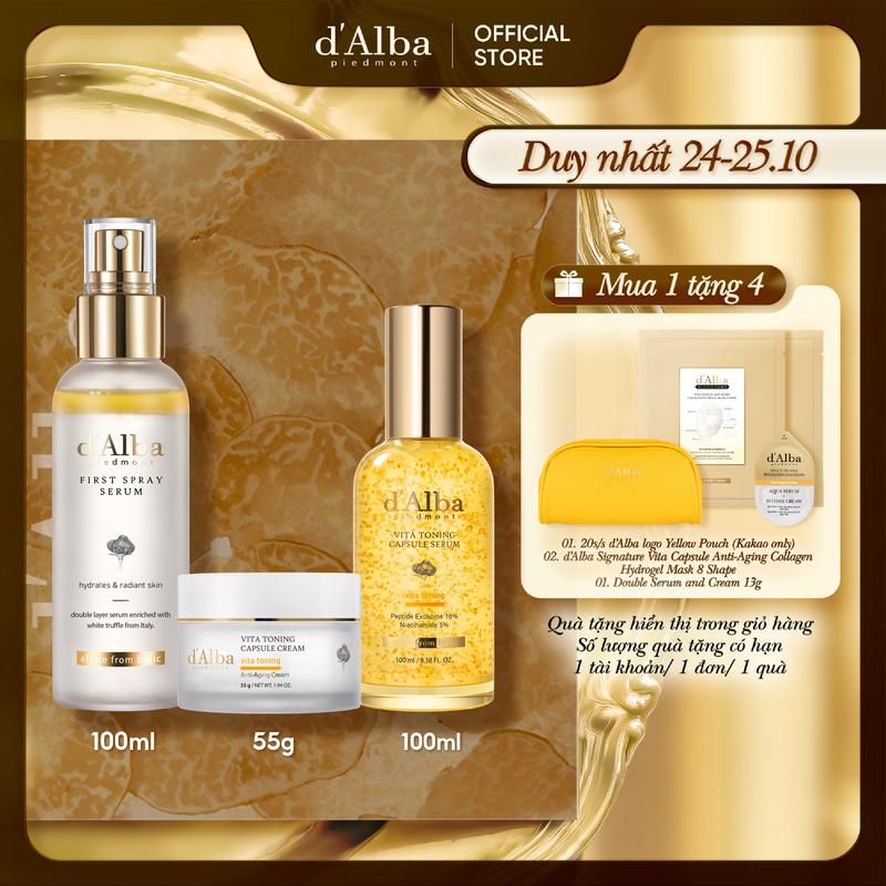 3 Dưỡng Da Hỗ Trợ Căng Bóng Và Làm Sáng (First Spray 100ml, Capsure Serum Niacinamide 5% 100ml, Capsure Cream 55g)