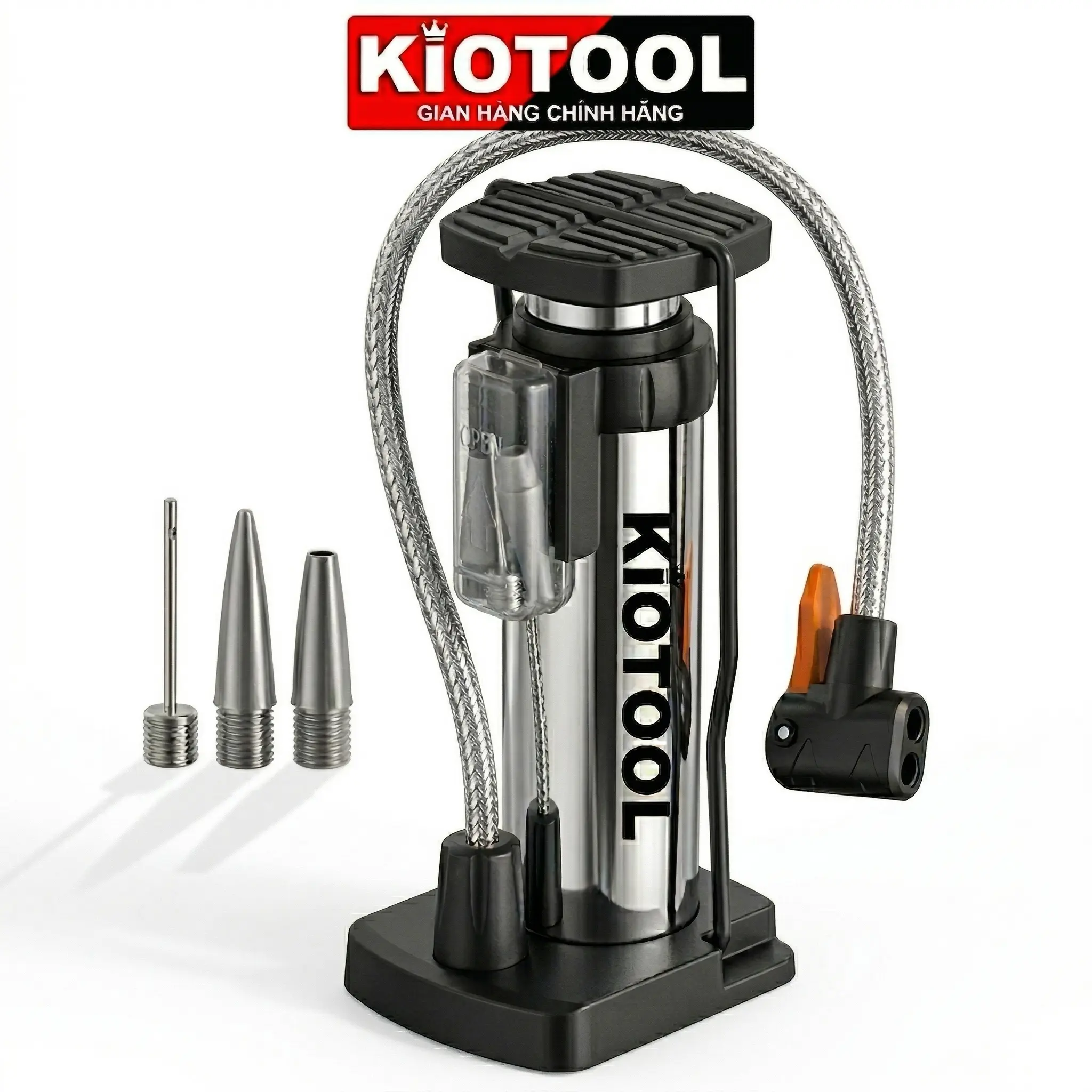 Bơm xe đạp, xe máy bằng chân Kiotool - Siêu nhỏ gọn, đút cốp dễ dàng