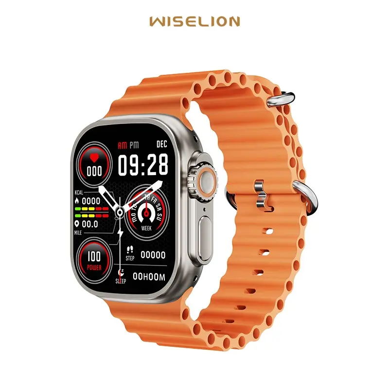 WISELION Smartwatch KW900 Pro Bluetooth jam tangan digital Smart Watch Wanita Tahan Air Jam Tangan Pintar IP68 Layar Layar Screen Monitor Silver Telepon Kaca