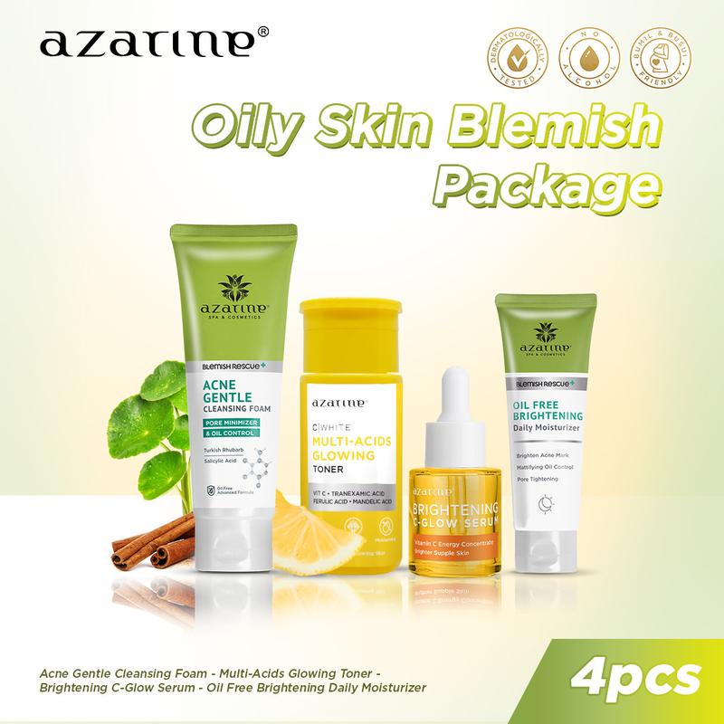 Azarine Complete Face Series Treatment Paket Lengkap Skincare Face Wash Toner Day Cream Night Cream Moisturizer Cleansing Creamy Facial Oily 4