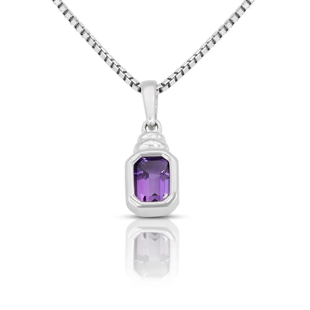 Elegant 1.29ct Amethyst Pendant (Chain Included)