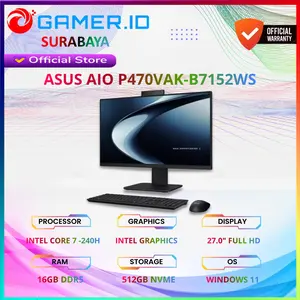 ASUS All In One PC Desktop AIO P470VAK Intel Core 7 240H RAM 8GB - 16 GB SSD 512 GB WIndows 11 Layar 27" Full HD