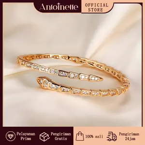 Antoinette Jewelry Gelang Berlian Microset Premium Wanita - Kombinasi Elegan & Eksklusif Gaya Tulang Ular, Hadiah untuk Wanita dengan Gaya Menawan​​​​