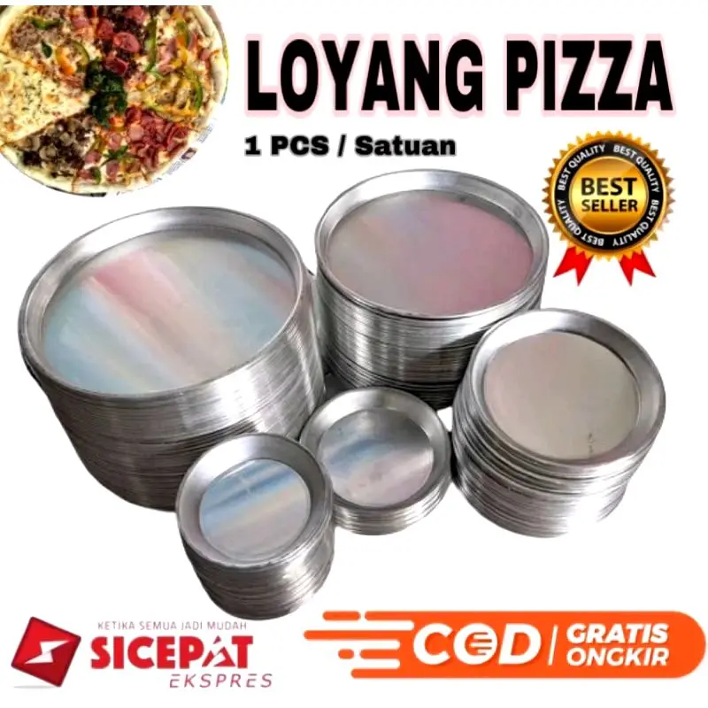 Loyang pizza / telfon pizza/ cetakan pizza anti lengket bahan almunium tebal ukuran 18cm 20cm 22cm 24cm 26cm 28cm 30cm alat kue pizza kitchenware Aluminium
