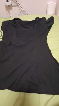 Product Review of Black U Collar Short Sleeve T-shirt Women's Summer 2024 New Design Sense Niche Unique Chic Split Top from M**y T**s 0