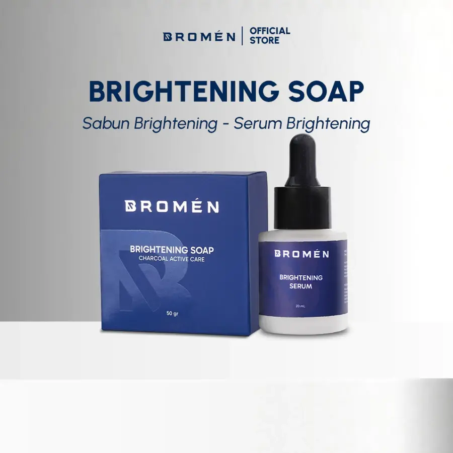 BROMEN BRIGHTENING SET [1 PCS BRIGHTENING SOAP & 1 PCS BRIGHTENING SERUM] | SKINCARE COWOK | PERAWATAN Pencerah WAJAH PRIA