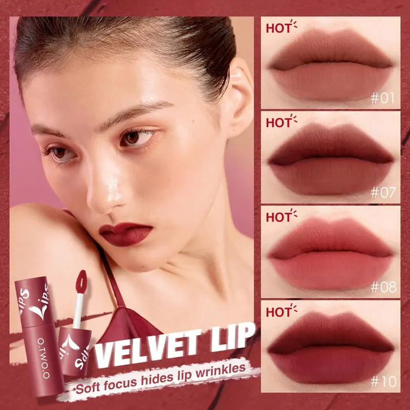 O.TWO.O Velvet Matte Lipstick Dual-use Lip & Cheek Mud Lip Tint Gloss Waterproof 0