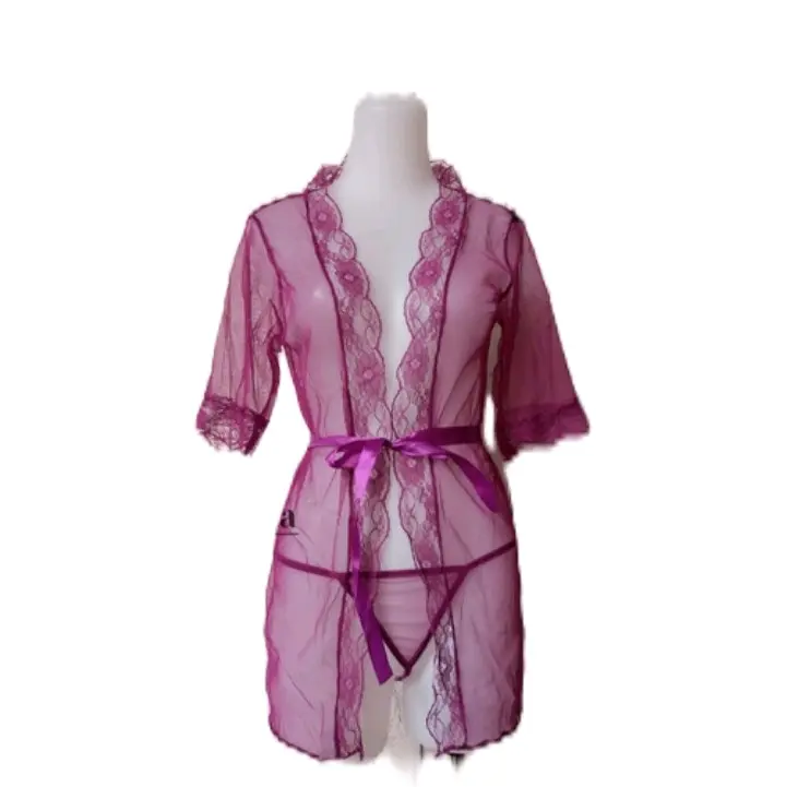Jual Kl20x Lingerie kimono renda transparan 3