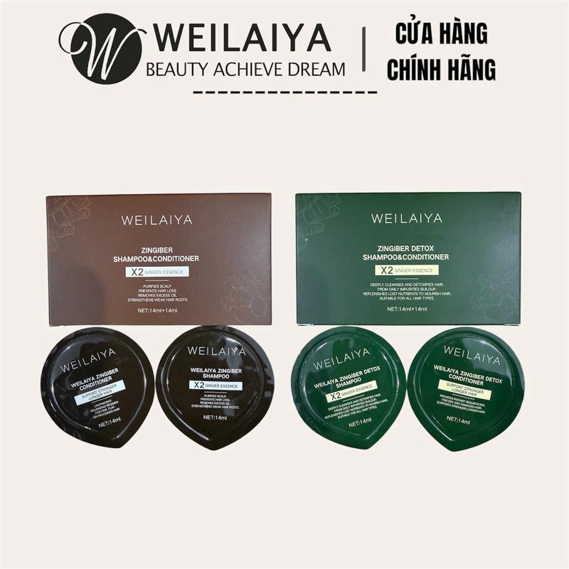 Mini Lux Cặp dầu gội mini gừng luxury Weilaiya 14ml x2 Dưỡng Tóc Nữ Detox chất lượng cao