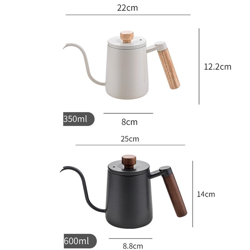 Product Introduction of 350/600ml Coffee Kettle Solid Wood Handle Narrow Mouth Swan Neck Pot Ear Hook Pot Vertical Water Drip Filter Coffee Pot Teapot 13