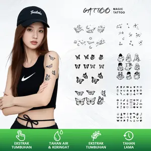 GATTOO  S*18-2 Stiker Tato Temporary Semi Permanen【pola kecil】Tahan lama Tattoo menempel dekorasi seni untuk pria dan wanita