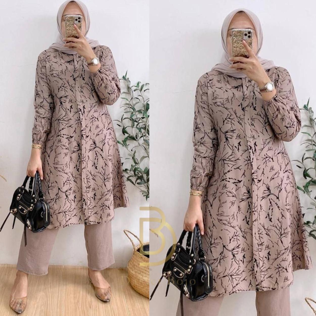 Set Tunik Laveta Setelan Tunik Terbaru Wanita Kekinian Setelan Tunik Adem Rayon Premium Grade A Set Long Tunik Wanita Terbaru Busui Friendly