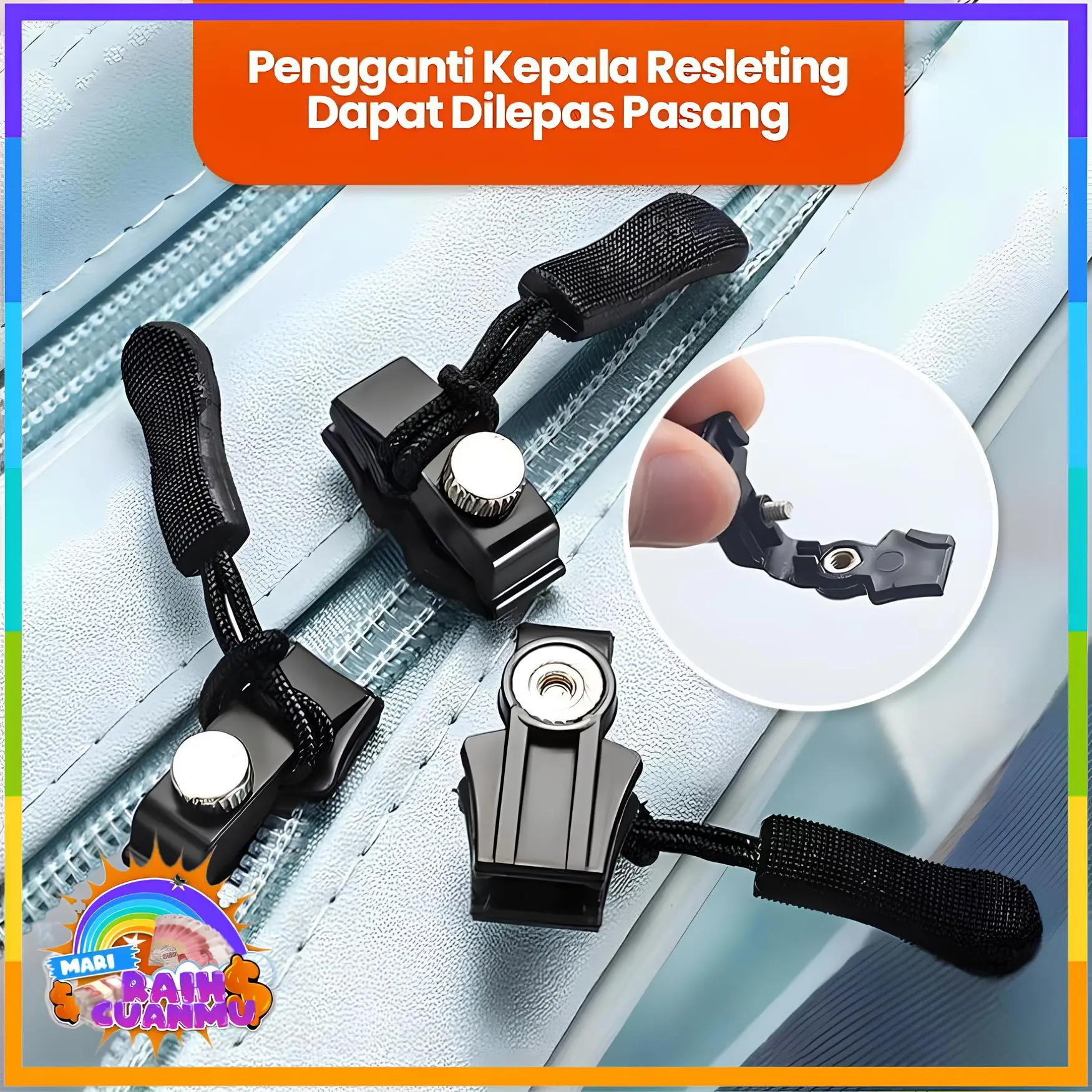 COD - MRC Ritsleting Pengganti Zipper universal Penarik ritsleting pengganti penarik ritsleting cocok untuk berbagai produk ritsleting Dapat Dilepas Pengganti Penarik Ritsleting Aksesori Fashion Uniseks