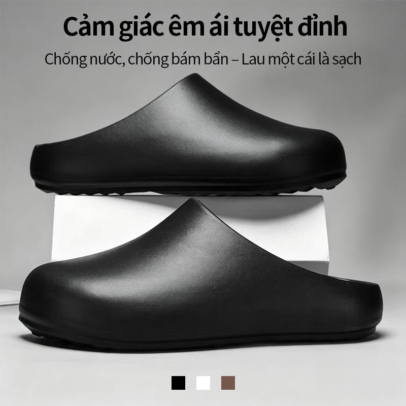 Sandal đế xuồng màu đen mờ, siêu bền và không bị cứng, cực kỳ thoải mái và êm ái, dễ dàng mang cả ngày.