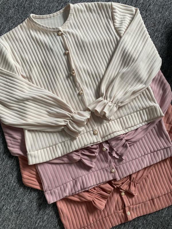 Cardigan Crop Hornet Korean Look Style Polos Wanita Atasan Lembut Knitwear Outer Basic Panjang Tebal 5