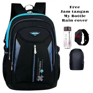 Tas sekolah anak laki-laki fashion terbaru SD SMP SMA free botol & jam tangan/Bahan kanvas premium/Ransel anak multifungsi/Tas punggung nyaman