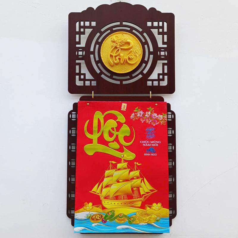 Nhiều Mẫu 2026 Bộ khánh lịch treo tường chữ THỌ chữ LỘC chữ PHÚC đúc nổi nhũ vàng cắt khắc tỉ mĩ