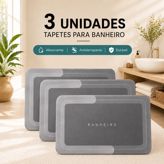 Tapete de Banheiro Super Absorvente Antiderrapante Secagem Rápida De Banheiro/ Porta de Entrada