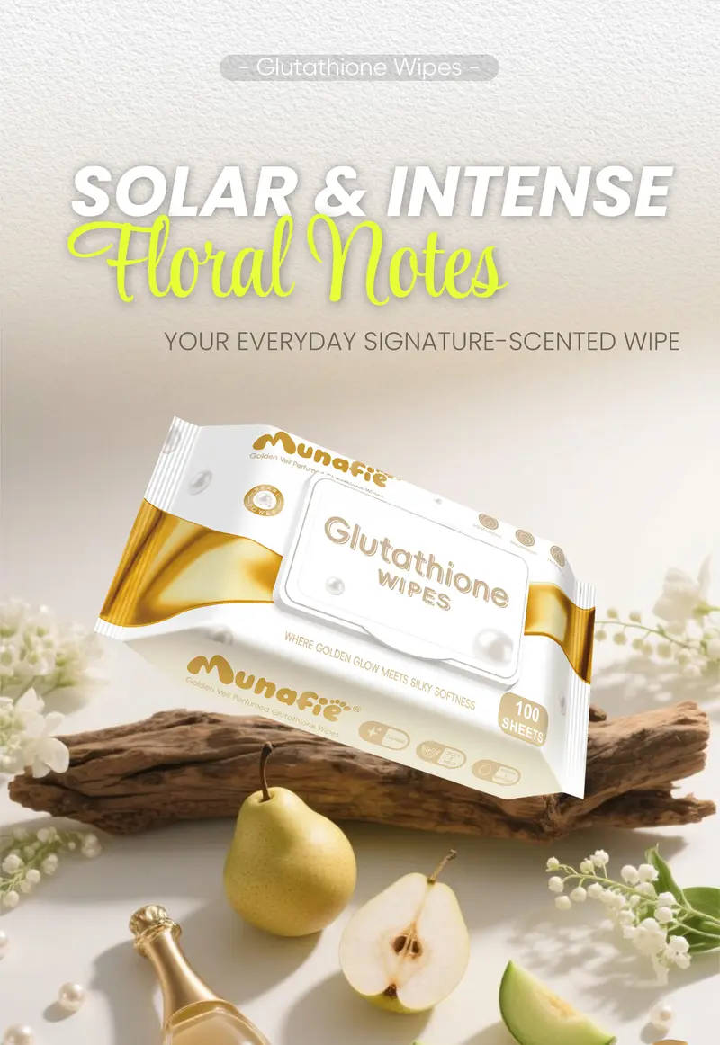 Product Introduction of [New Product] Munafie Refreshing Fragrance Wipes, 100 Sheets, Glutathione, Moisturizing and Whitening, Aloe Vera Natural Ingredients. 8