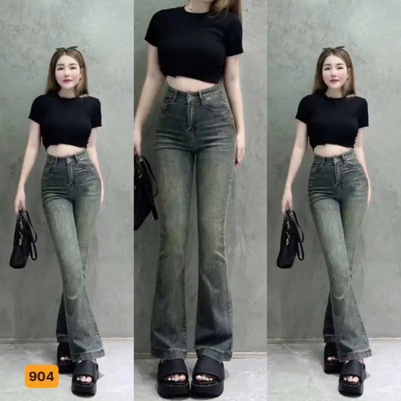 Quần bò jean nữ ống loe co giãn suông rộng jeans cạp cao, cao cấp. siêu hack dáng Hottrend Ong Women | BigBuy360 - bigbuy360.vn Quần bò jean nữ ống loe co giãn suông rộng jeans cạp cao, cao cấp. siêu hack dáng Hottrend Ong Women | BigBuy360 - bigbuy360.vn