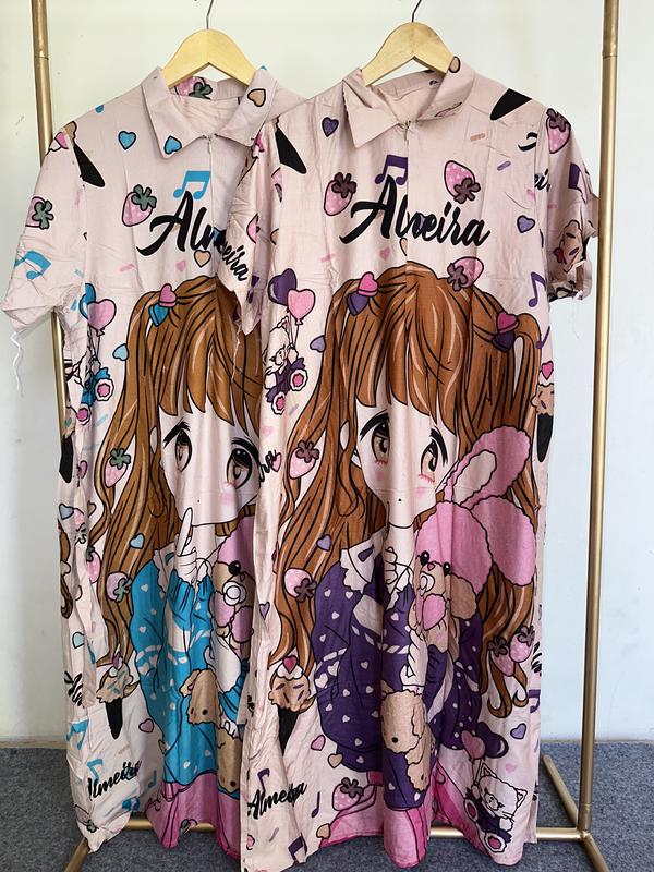 daster almaira gambar kartun boneka lucu Katun Santai Nyaman Tidur Piyama Kain Wanita 4