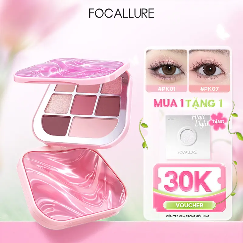 Bảng phấn mắt FOCALLURE 9.6g / 1 PC Sắc tố cao Dưỡng ẩm Chống nhòe Phấn mắt chống nước lâu trôi