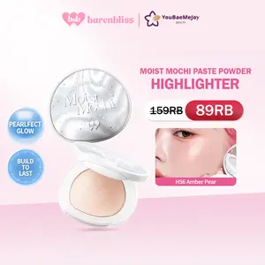 BNB Barenbliss Moist Mochi Paste Powder Highlighter | Mudah diblend, tahan air, dan tahan hingga 12 jam kilau bercahaya Shimmer Glittery High Pigmented Contour Face Palette