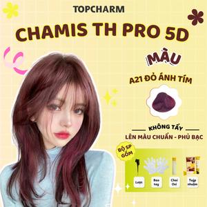 Kem Nhuộm Tóc Đỏ Ánh Tím A21 Phủ Bạc Sang Chamis TH Pro Kem Nhuộm Tóc 5D Màu Không Cần Tẩy Dưỡng Tóc Nữ Chuẩn Salon Găng Tay Oxy