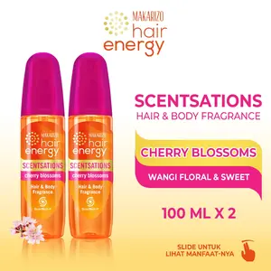 PAKET ISI 2 - Makarizo Hair Energy Scentsations Cherry Blossoms 100 mL Parfum Rambut / Perfume / Wangi / Pewangi