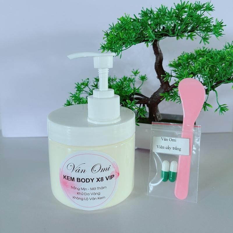 500G KEM BODYY CẤYY TRẮNG MẠNHH CẤP TỐCC X8 VIP tặng kèm 2 viên cấy trắng