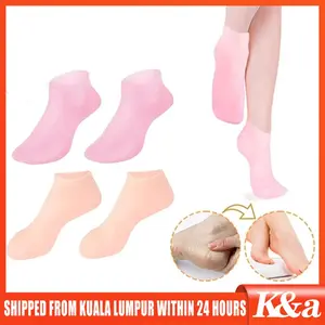 1 Pair Kaos Kaki Silikon Anti Cracking Anti Lecet Universal Moisturizing Spa Latex Silicone Foot Care Socks Gel Cracked Heel Anti Kaki Pecah Pecah Penghalus Telapak Kaki Free Size Protector