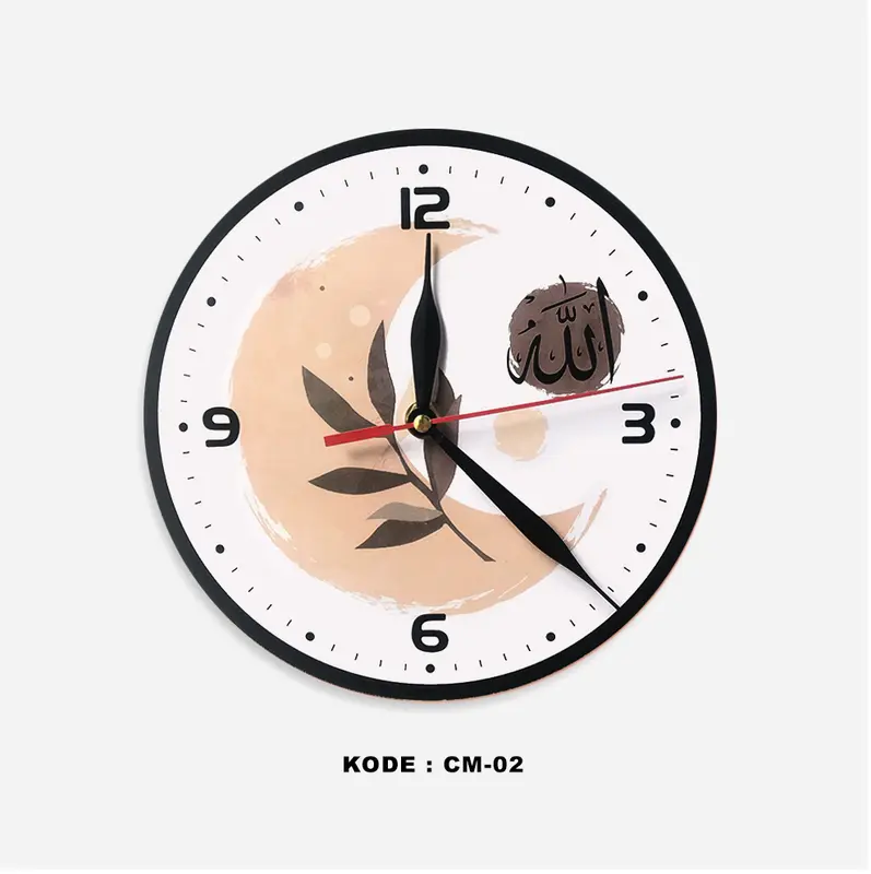 Jam dinding minimalis Burung merak mewah wall clock Vintage Kekinian Jam Kayu estetik kaligrafi 7
