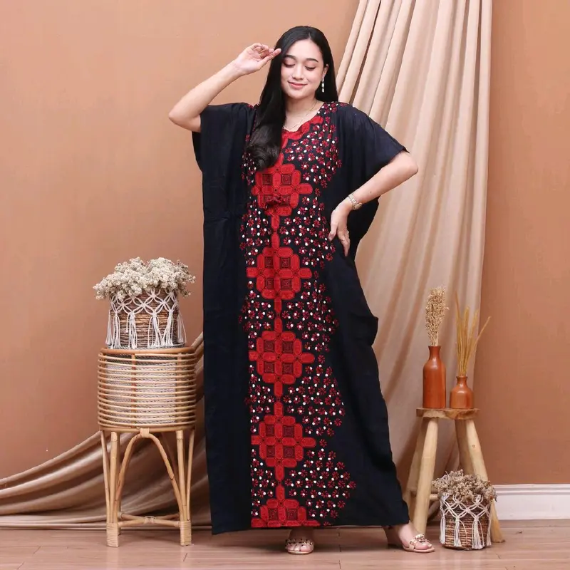 Longdress Kelelawar Jumbo Daster Lowo Tali Serut Dada Ld 150cm Katun Premium Motif Kawung Asli Pekalongan 2
