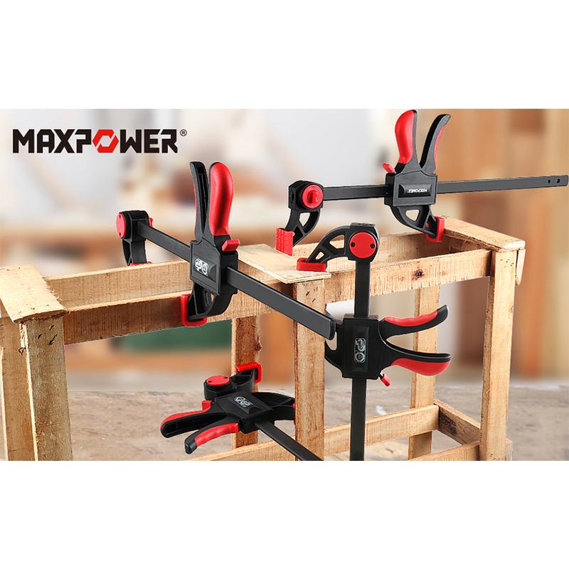 MAXPOWER F Clamps, 6-inch/150mm Quick Grip Ratchet Bar Clamp, 13-inch/340mm Spreader Clamp, Quick Release and One-Handed Clamp for Woodworking and DIY Projects 1