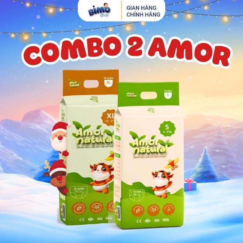   2A   COMBO TRẢI NGHIỆM  Combo 2 Bịch Tã  Bỉm Amor Natural Thoáng Khí Mỏng Nhẹ Cho Bé 
