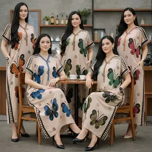 Daster Dress Kupu Kupu Kancing Depan Ld 130cm Pb 115cm Jumbo Bahan Rayon Baju Wanita Santai Tidur Motif Kupu-kupu Elegan Lembut Nyaman Ibu Menyusui Panjang