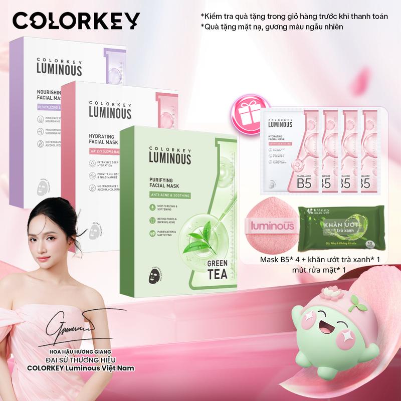 EX-KOL COMBO 3 HỘP Mặt Nạ Giấy COLORKEY LUMINOUS Hỗ Trợ Cấp Ẩm Da 10 miếng hộp - KCL1L3