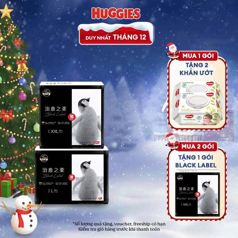 COMBO 2 Bỉm tả HUGGIES BLACK LABEL Dán Quần êm mềm thoáng khí thấm hút cho bé đủ size M L XL XXL