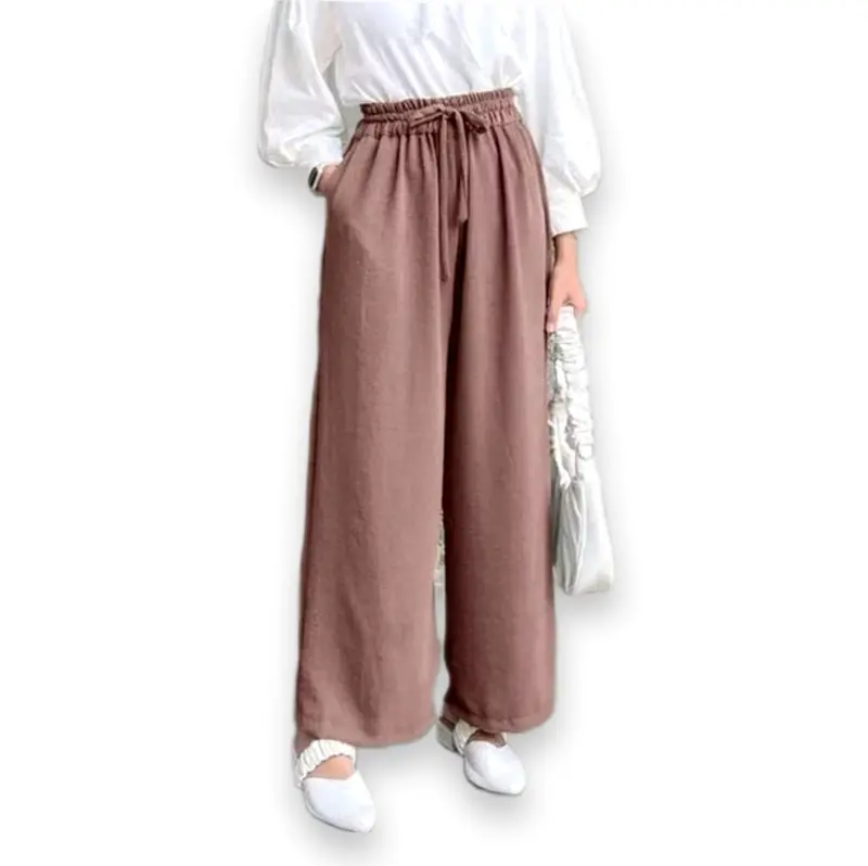 celana kulot wanita cringkle airflow terbaru-celana kulot cringkle panjang size M L XL Crinkle Serut Karet Nyaman 2