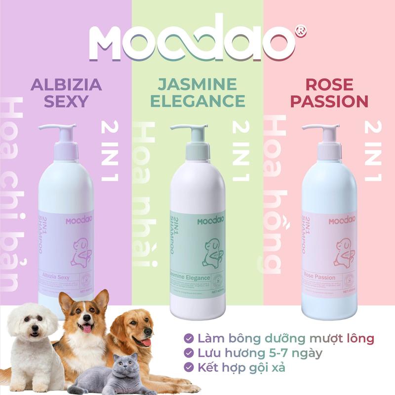  Sữa tắm chuyên dụng spa thú cưng Moodao gội xả 2in1 siêu thơm siêu giữ mùi cho chó mèo 