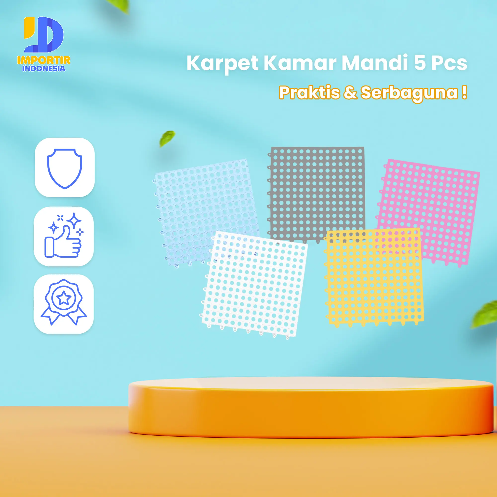 COD IMPORTIR Karpet Kamar Mandi Anti Licin Mudah Dipakai isi 5 PCS
