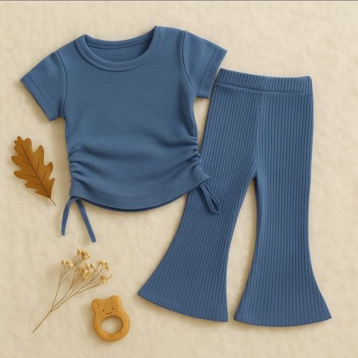 promo setelan anak Korean style serut bahan katun rib