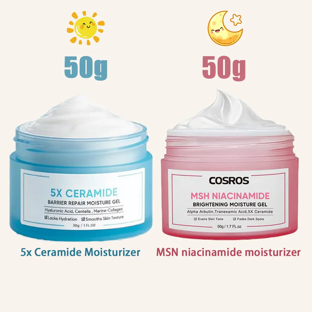 Skincare 2pcs Cream MSH Niacinamide Moisture Gel Skin Brightening50g+ 5X Ceramide Moisturizer Cream 50g