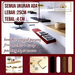 ambalan dinding tebal 4cm , lebar 25 cm, ukuran 100cm sampai 150cm Putih hemat ruang kebutuhan rumah tahan panas tatakan rak