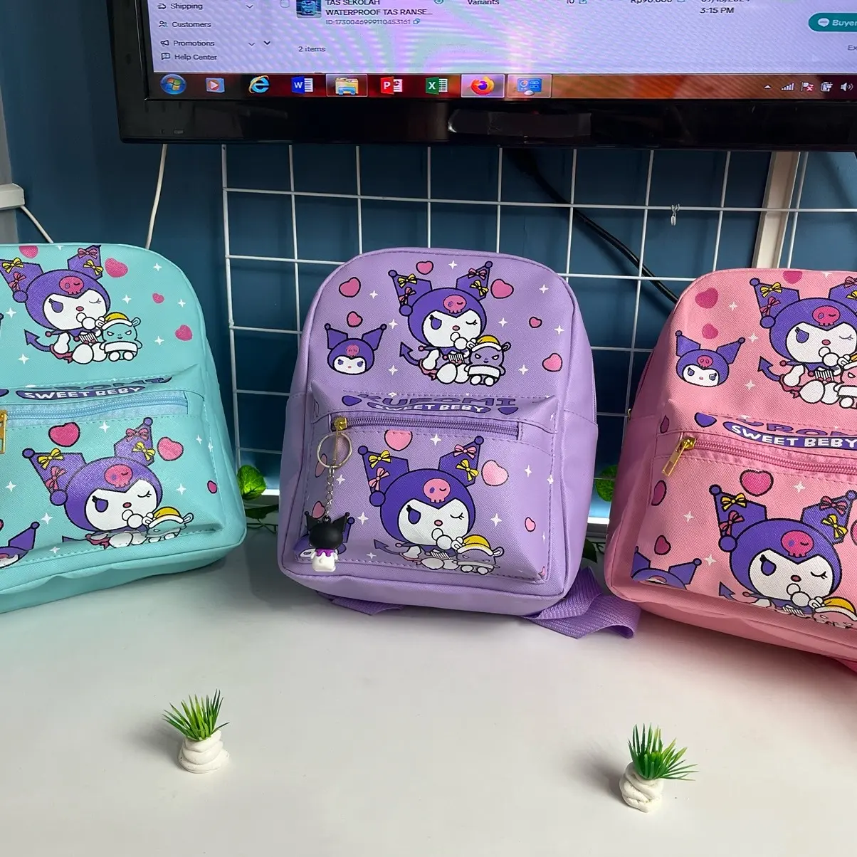 TAS SEKOLAH WATERPROOF TAS RANSEL BACKPACK KARAKTER KUROMI FASHION